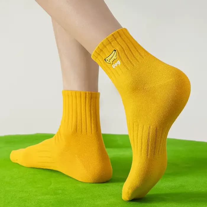 Chaussettes pour hommes chien broderie japonais Kawaii dessin animé mignon