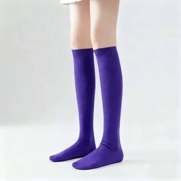 Élégant coloré genou haute femmes chaussettes d'hiver Dopamine couleur unie Klein bleu Rose rouge