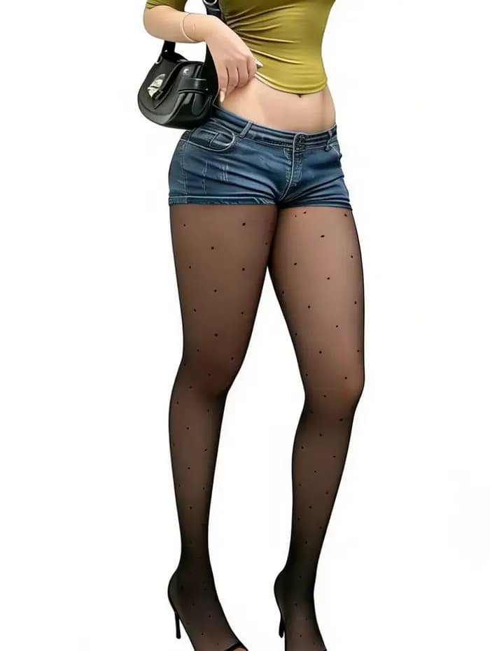 1 paire de collants transparents à pois noirs pour femmes, chaussettes amusantes et extensibles, bas pour femmes