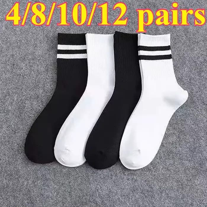 4/8/10/12 paires de nouvelles chaussettes en coton pour hommes nouveaux styles chaussettes noires pour hommes d'affaires doux respirant automne printemps pour étudiant Mle