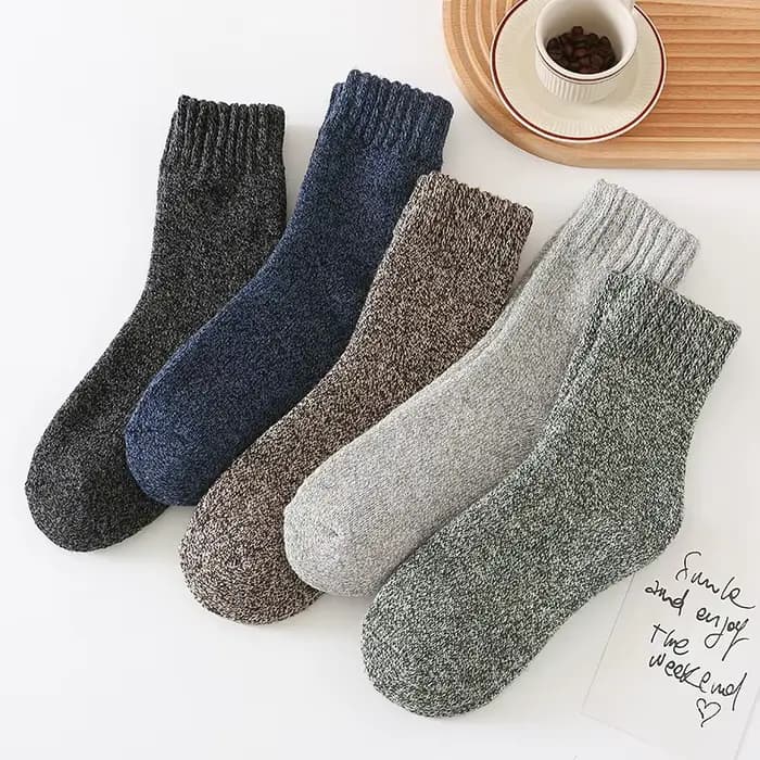 5 paires de chaussettes en laine unie pour hommes