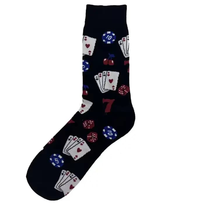 MYORED une paire de nouvelles chaussettes en coton motif de dés de poker tendance de la mode chaussettes mi-tube décontractées pour hommes