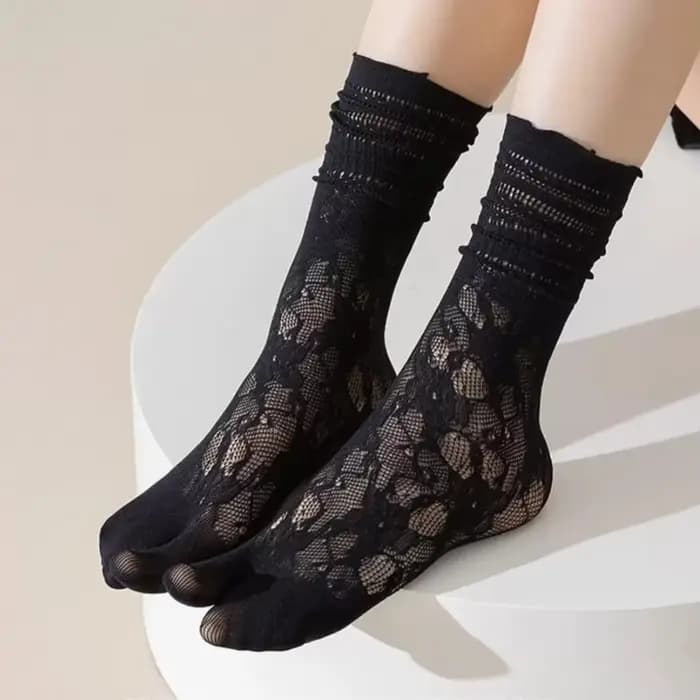 Japonais Sexy dentelle Tabi orteil chaussettes pour femmes été deux orteils