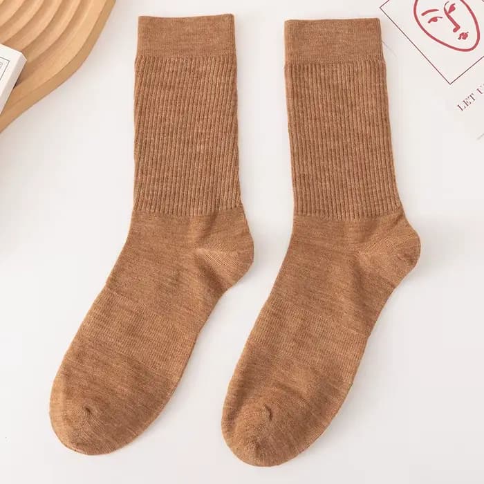 4 paires de chaussettes pour hommes de couleur unie 100% laine épaissie mi-mollet