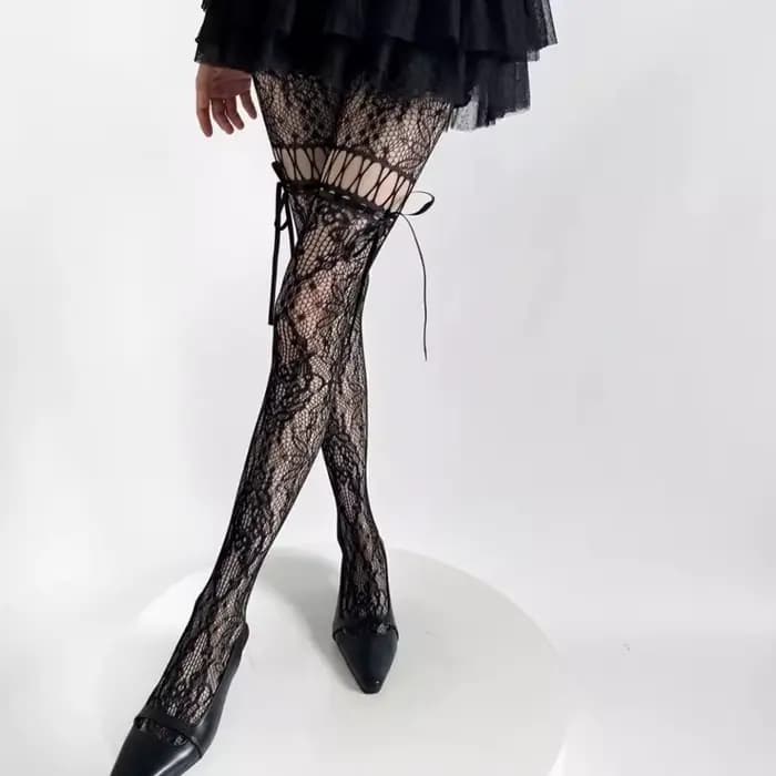Collants fins en dentelle pour femmes