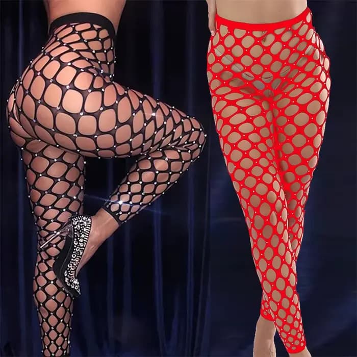 Bas résille sexy en biscuits pour femmes, leggings évidés, collants scintillants noirs, pantalons crayon Wlwear