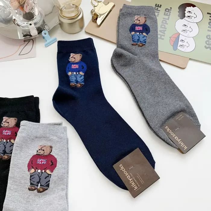 Chaussettes de dessin animé Gentleman Bear pour hommes