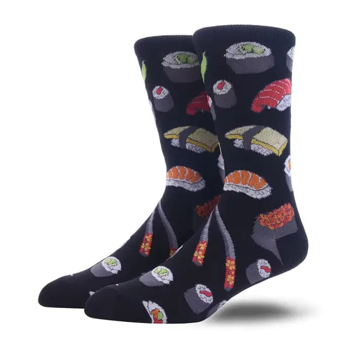 Mariage chaussettes drôles hommes dessin animé Animal carlin singe nourriture Sushi créatif