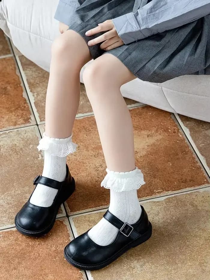 Enfants filles mignon blanc Princsee avec volants dentelle chaussette pour bébé printemps automne coton froufrous danse enfant en bas âge bas courts cheville bas
