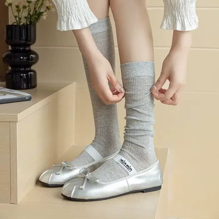 Chaussettes tendance pour femmes, longues, d'été, unies, décontractées, respirantes, fines, en maille ajourée, mignonnes, simples, hautes jusqu'au genou