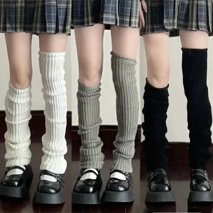Jambières Lolita 42/52/72cm, chaussettes tricotées Y2K, couvre-pieds chaud, blanc et noir, chauffe-jambes pour femme, automne hiver, chaussettes au Crochet, manchettes de bottes