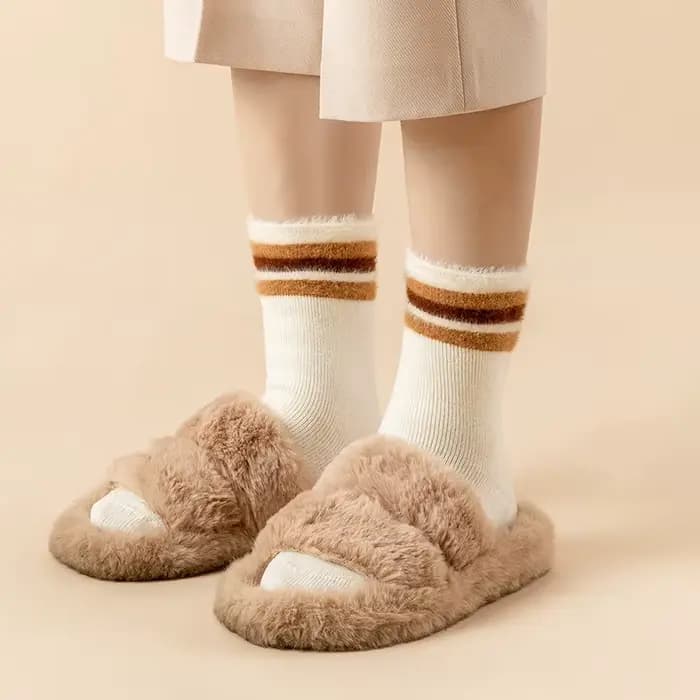 Chaussettes en cachemire à rayures froides pour femmes