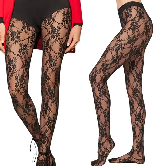 Collants vintage en dentelle florale pour femmes, collants sans pieds à motifs, taille M-L-XL, convient aux hautesurs de 160-178 cm et aux poids de 60-85 kg