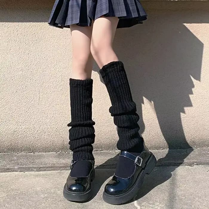 Jambières Lolita 42/52/72cm, chaussettes tricotées Y2K, couvre-pieds chaud, blanc et noir, chauffe-jambes pour femme, automne hiver, chaussettes au Crochet, manchettes de bottes