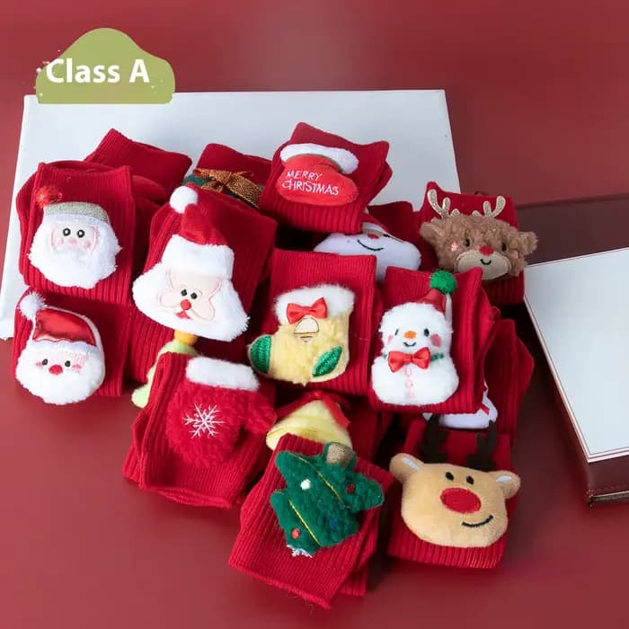 Chaussettes de noël pour nouveau-nés, chaussettes longues en coton rouge pour nourrissons, décor d'arbre d'élan du père noël, chaussettes hautes respirantes et antidérapantes