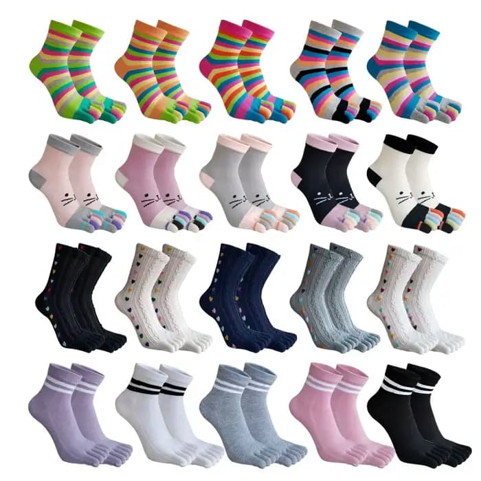 Chaussettes courtes en coton pour femmes et filles, mignonnes, rayées, chat amour, mode, absorbant la sueur, antibactériennes, respirantes, chaudes, à cinq doigts