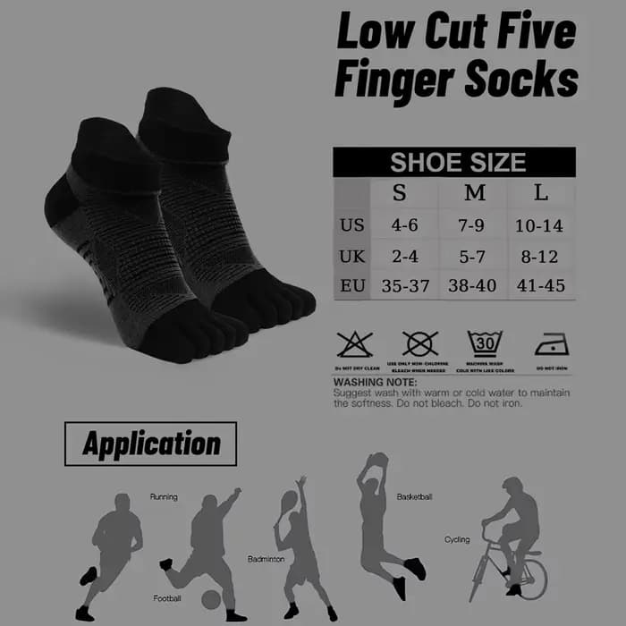 COOLMAX chaussettes de sport à cinq doigts bout Invisible course athlétique randonnée en plein air