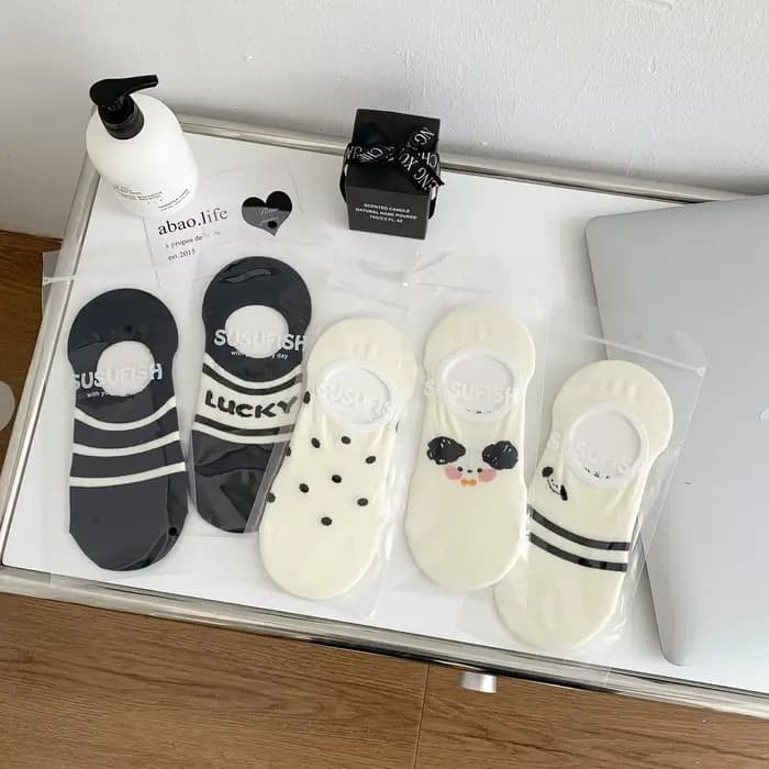 Chaussettes invisibles pour femmes, printemps-été, à rayures et pois, fines, simples, mignonnes, respirantes, absorbant la transpiration, chaussettes bateau