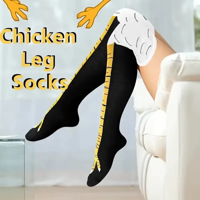 1/2 paires femmes genou chaussettes hautes à la mode dessin animé drôle poulet griffe chaussettes Fitness sport décontracté jambe mince Long Tube chaussettes femmes