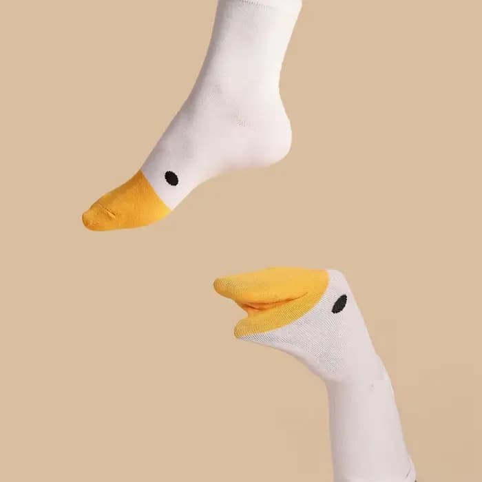 Femmes chaussettes coton mignon Mujer Hip Hop drôle Kawaii dessin animé canard imprimé Calcetines blanc Harajuku fille cadeau Sox Lingerie Skarpetki