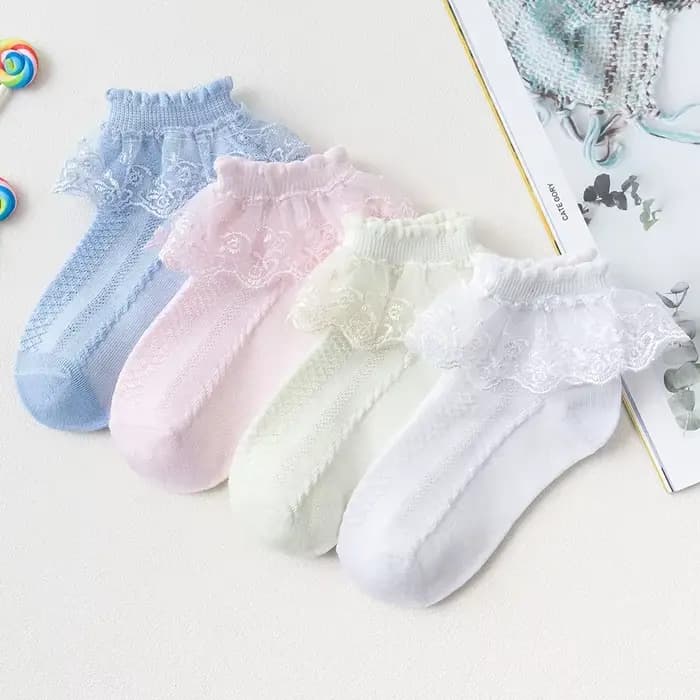 Chaussettes Courtes en Coton et Dentelle pour Petite Fille