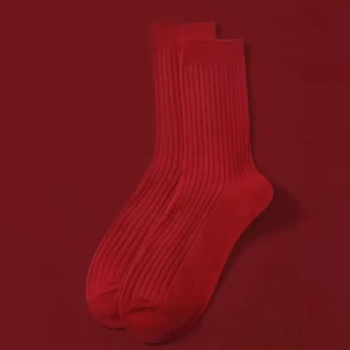1 paire de chaussettes de vacances rouges unisexes