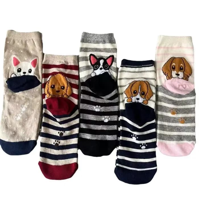 5 paires de chaussettes amusantes pour femmes, en coton, à la mode, motif chat et chien, Kawaii, mignonnes, colorées, 3D, confortables, à rayures, style coréen, décontractées