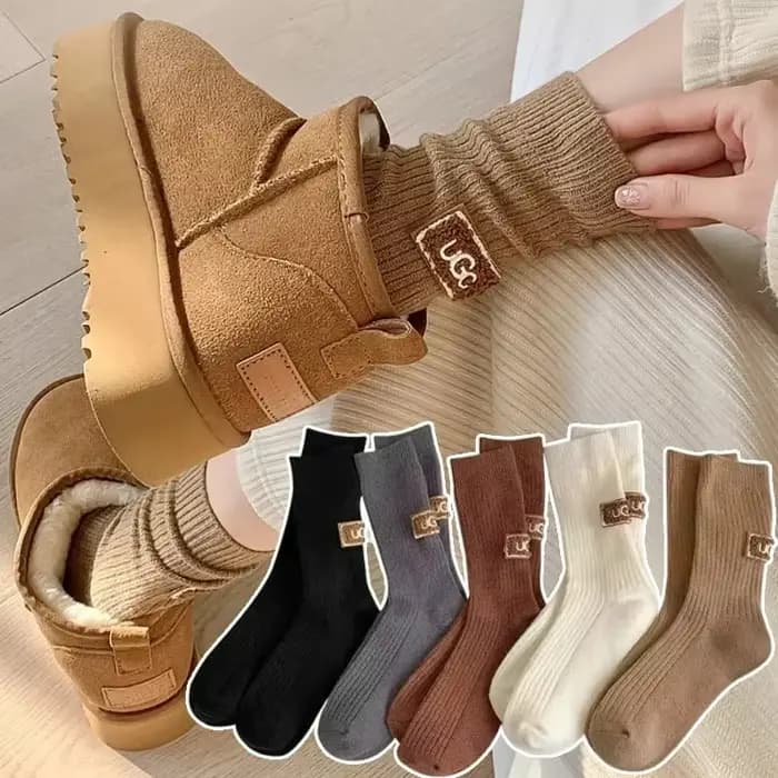 Chaussettes pour femmes Ins mi-tube chaussette garder au chaud tricoté femme botte de neige
