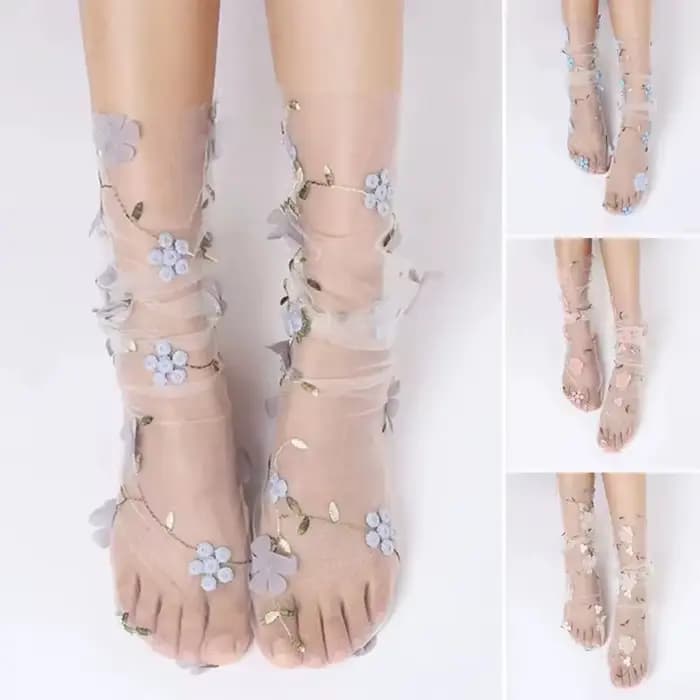 Chaussettes Sexy en dentelle à fleurs pour femmes et filles
