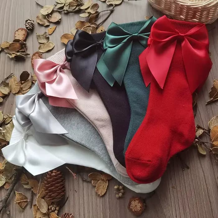 Chaussettes d'automne pour bébés filles de 0 à 5 ans, chaussettes de noël en coton rouge avec gros nœud, hautes, douces et mignonnes pour enfants de 0 à 5 ans
