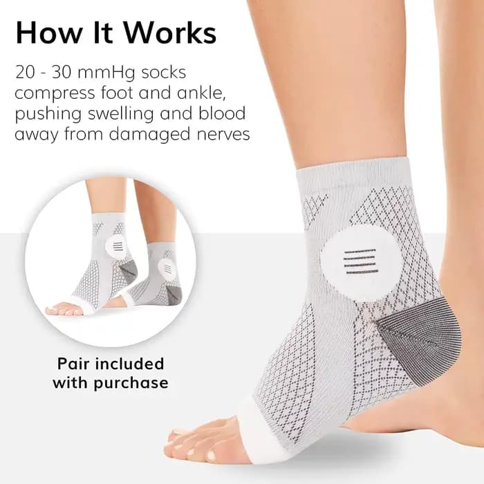 1 paire de chaussettes de neuropathie-thérapie de neurite périphérique Compression diabétique bout ouvert manchons de