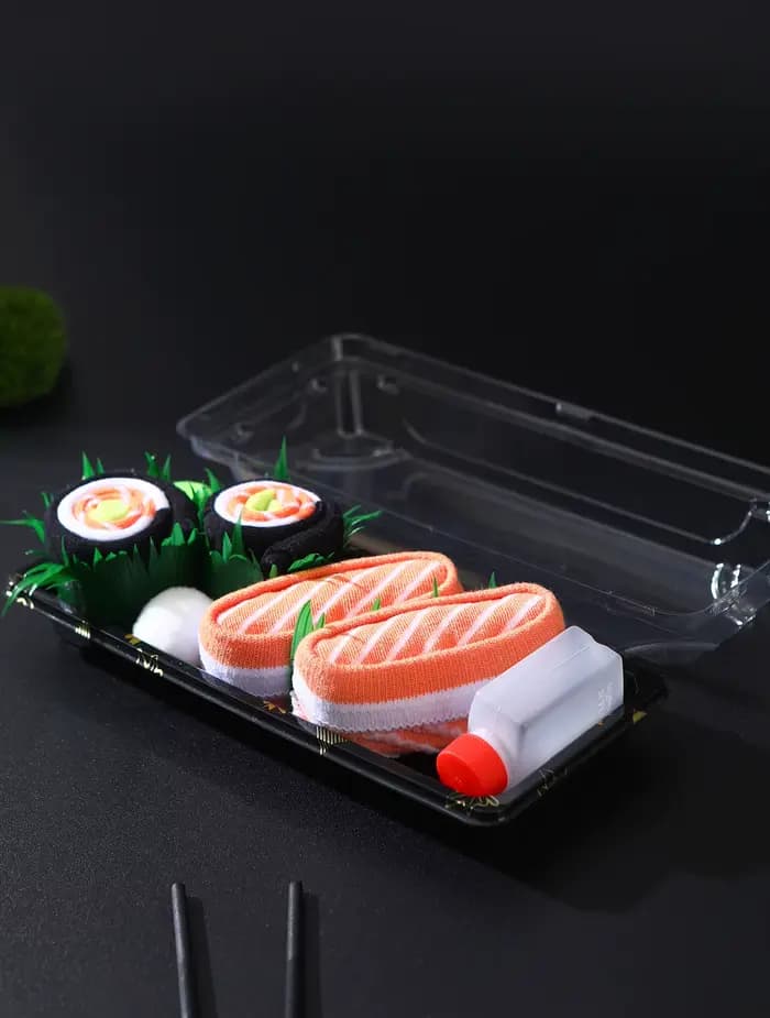 2 paires de chaussettes à sushi saumon
