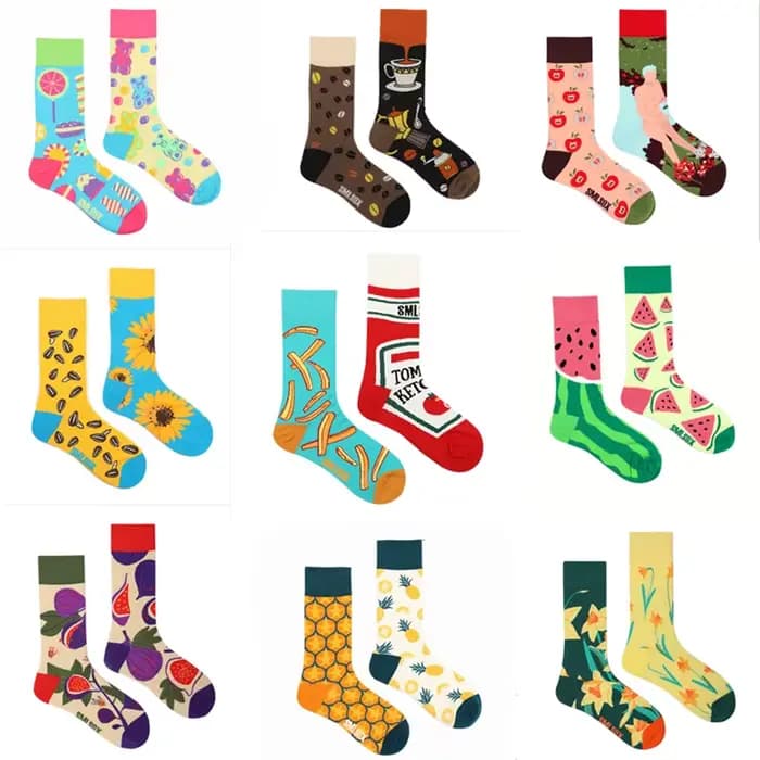 Chaussettes en coton colorées AB Tide pour hommes et femmes, chaussettes originales, fleurs, fruits, bonbons, cadeaux de réunion pour 03 amis, 1 paire