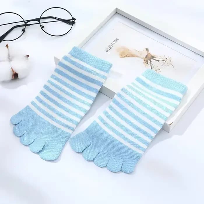 Chaussettes multicolores en coton rayé à cinq doigts pour garçons et filles de 4 à 12 ans
