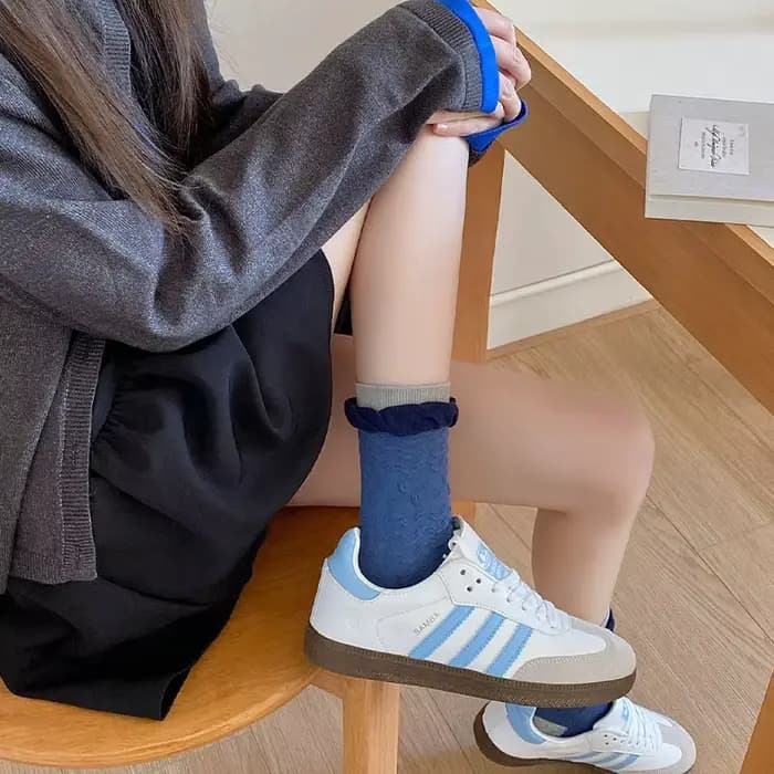 Chaussettes japonaises à carreaux de diamant pour femmes