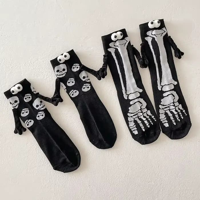 Chaussettes mi-mollet en coton, amusantes, confortables et respirantes, à motif 'Main dans la main', pour Halloween, au design original et tendance