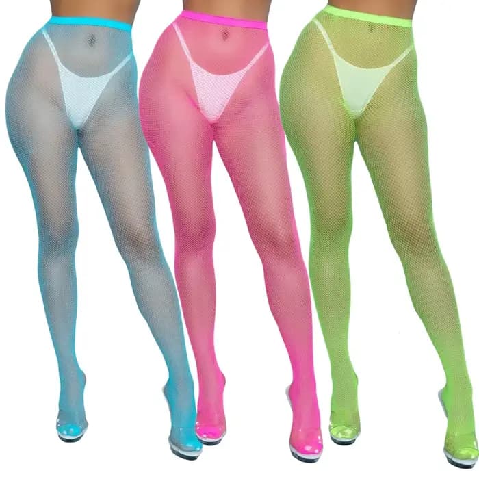 Petit collant résille pour femme, collants sexy, vêtements de club, rose, bleu ciel, vert, bas de cuisse, lingerie 7.0, offre spéciale