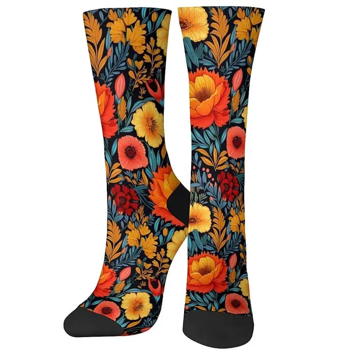Chaussettes amusantes pour hommes, confortables et respirantes, art rétro, fleurs, sports de plein air décontractés, cadeaux tendance, nouveauté