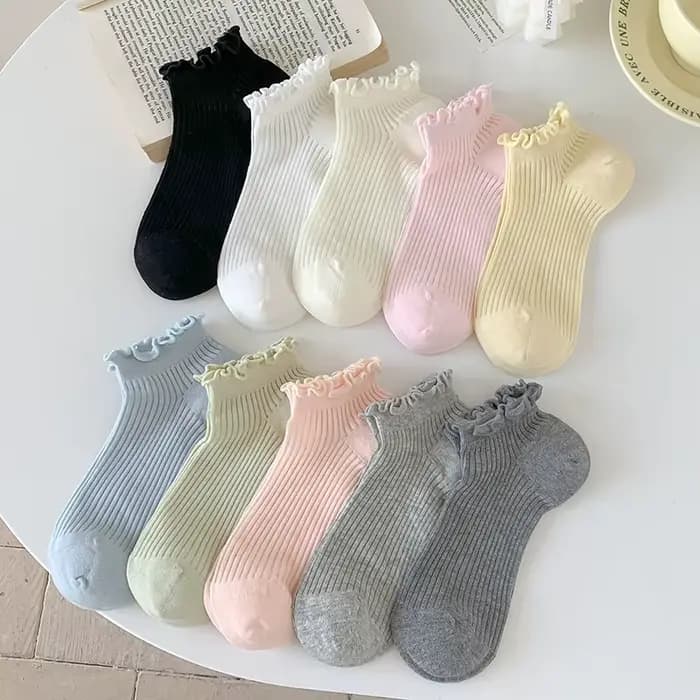 Chaussettes d'été pour femmes, nouvelles, unies, décontractées, quotidiennes, à volants, fines, respirantes, ajourées, à la mode, courtes
