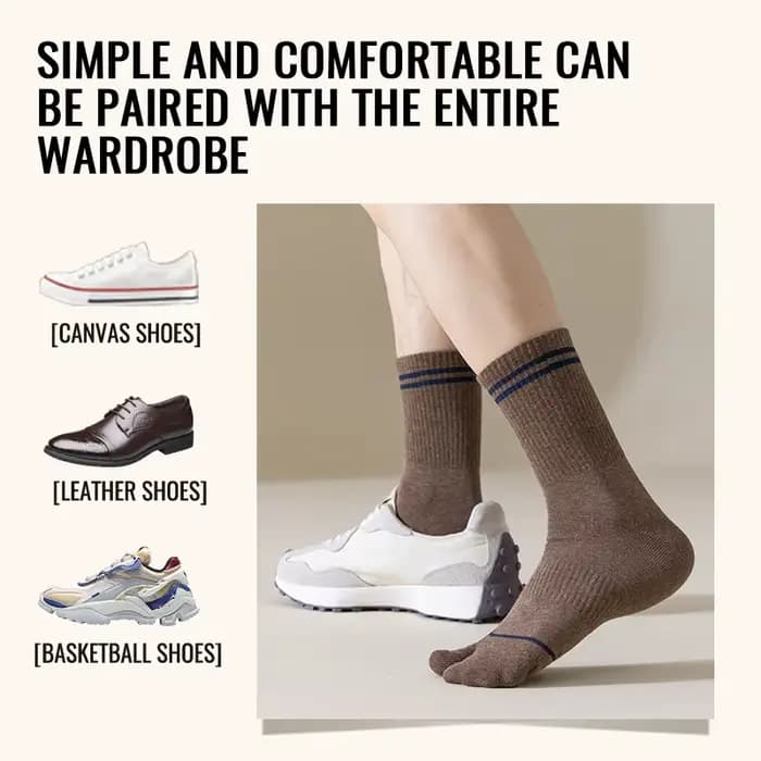 MiiOW japonais Tabi chaussettes bout fendu chaussette hommes 100% pur coton chaussette longue cinq doigts deux orteils chaussette Ninja Geta Anti odeur chaussette Sport