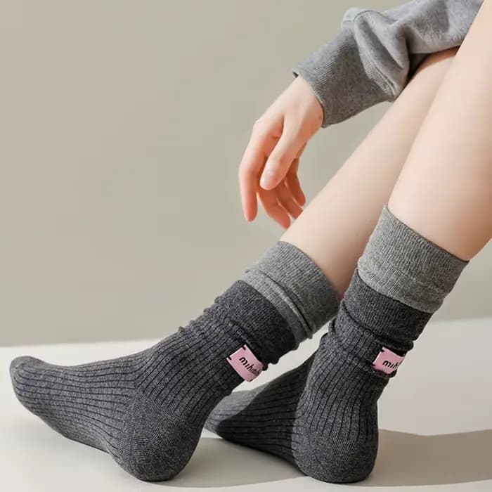 Chaussettes mi-tube en coton rayé pour femmes