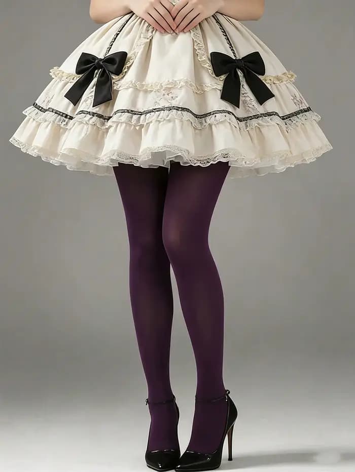 1 paire de collants opaques violet foncé pour femmes, collants extensibles de style Lolita, couleur unie