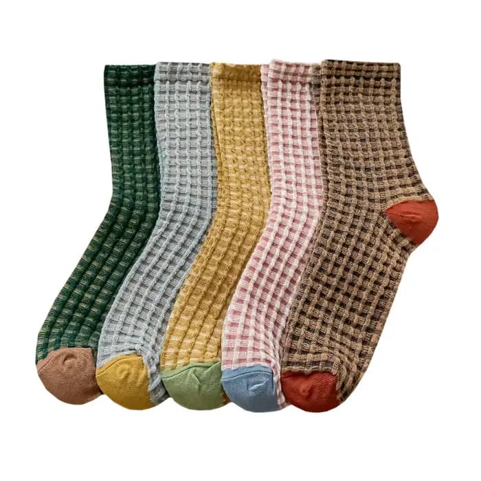 1/5 paires de chaussettes à carreaux pour femmes