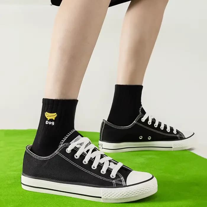 Chaussettes pour hommes chien broderie japonais Kawaii dessin animé mignon