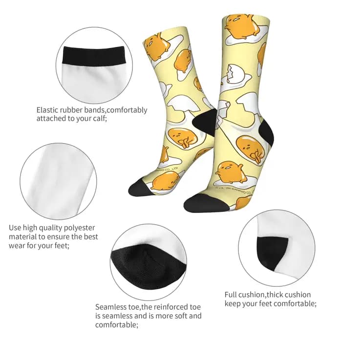 Chaussettes Gudetamas mignonnes, bas coréens pour hommes, chaussettes de sport chaudes et douces, Design d'hiver, antidérapantes