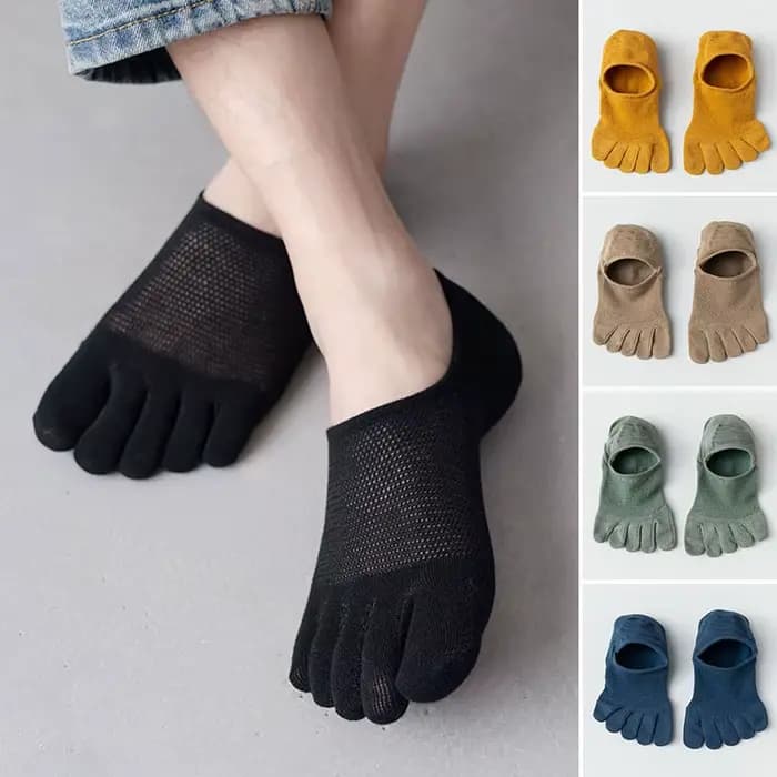 Chaussettes courtes respirantes à cinq doigts pour hommes et femmes, chaussons invisibles, chaussettes douces, absorbant la transpiration, bateau de rinçage, coton, haute qualité, nouveau