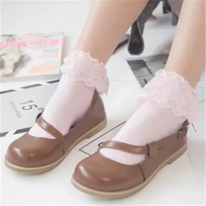 Chic mode femmes Vintage dentelle à volants froufrous chaussettes belle princesse Lolita Mori fille Style vente chaude livraison directe