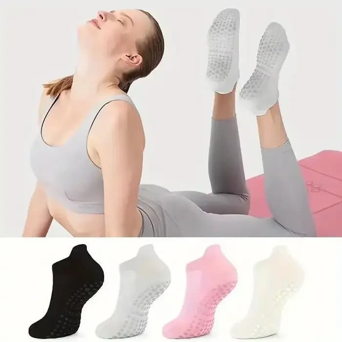4 paires de chaussettes Pilates à poignée pour femmes, chaussettes athlétiques de Yoga pour Barre, Ballet, entraînement pieds nus