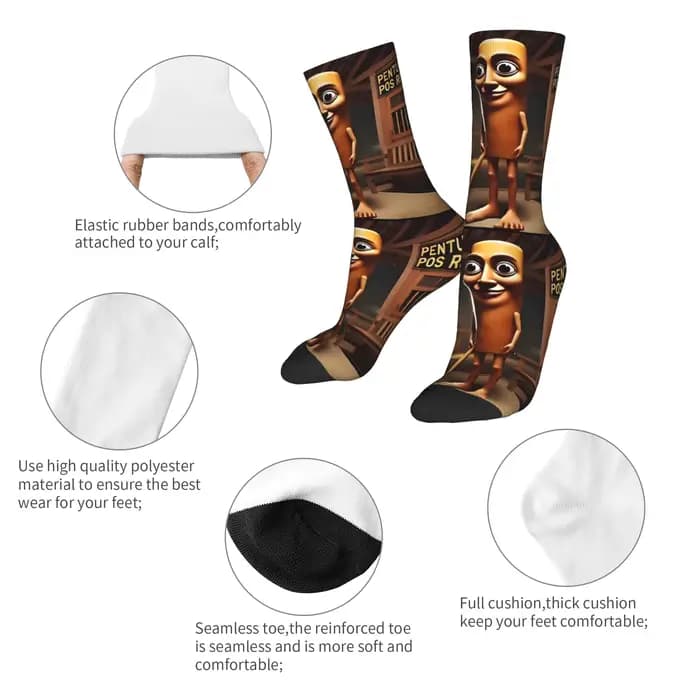 Chaussettes personnalisées italiennes Brainrot pour hommes et femmes, chaussettes chaudes à la mode, nouveauté Tung Crew