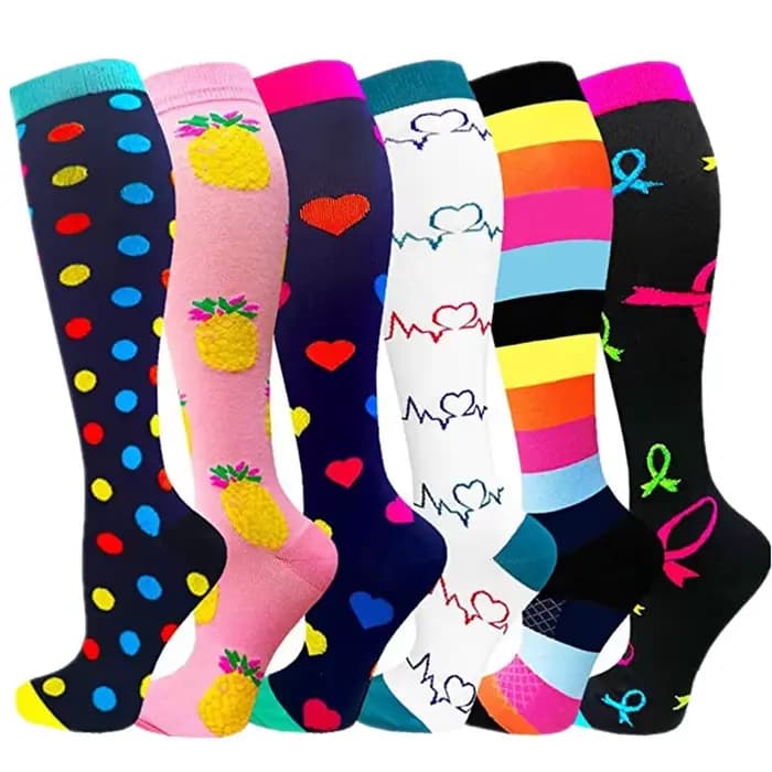 Genou haute Compression chaussettes pour hommes femmes course infirmière
